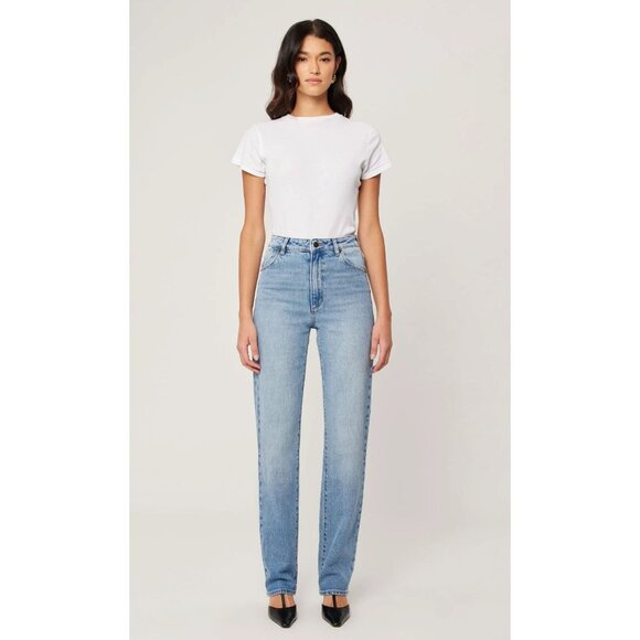 Rollas Original High Rise Straight Leg Jeans Brad Blue Light Wash 27 - Picture 1 of 11